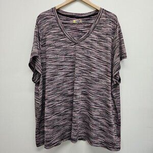 Xersion Short Sleeve Semi Fit Activewear V-Neck Top Shirt Womens Size 5X